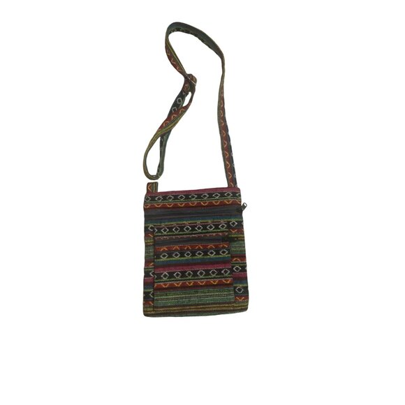 Handmade Multicolor Boho Crossbody Bag With Adjustable Strap & Front Pocket - Picture 2 of 8
